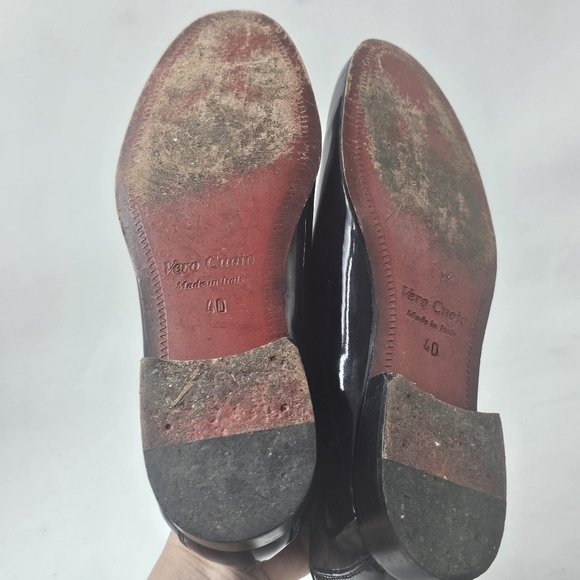 Duca by Matiste Navy Patent Leather Smoking Slipper Loafers Almond Toe Size 40 E